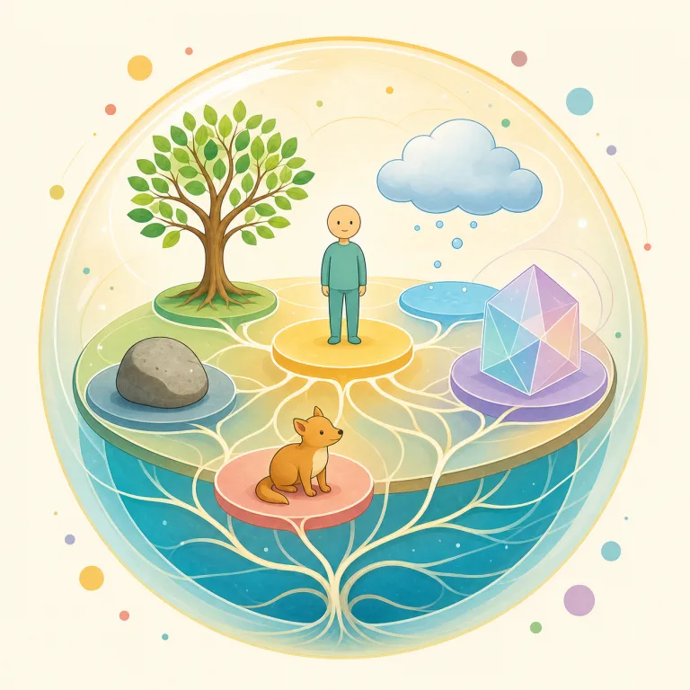 ontology（存在論・名詞）の覚え方イラスト — ontology は -logy が付くので「〜学」の仲間とまず押さえる