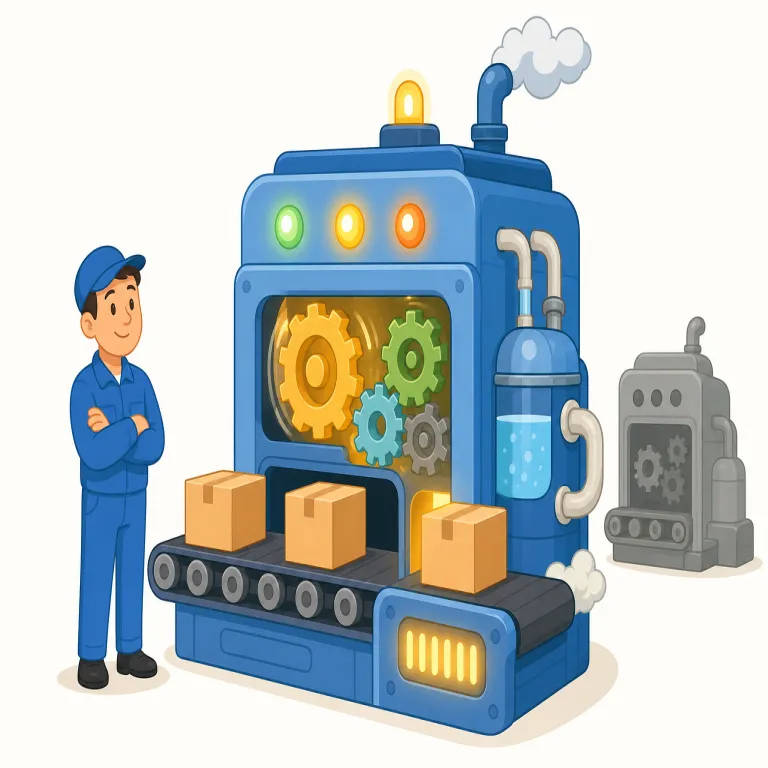 operational（稼働可能な、運用中の・形容詞）の覚え方イラスト — operational は operate「動かす」から、ready to operate「実際に動かせる」の感覚で覚えるとよい語です