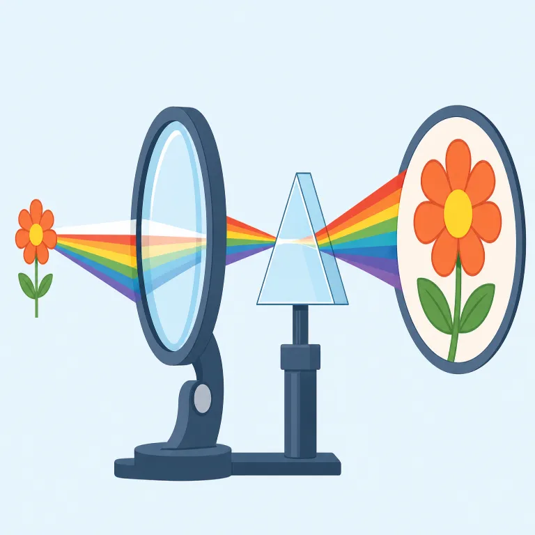 optically（光学的に・副詞）の覚え方イラスト — optically は optical（光学の）+ -ly で、「光学という観点では」と取ると覚えやすいです