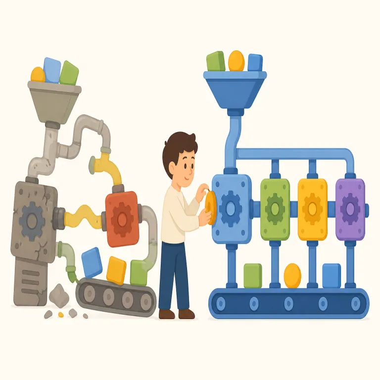 optimize（最適化する・動詞）の覚え方イラスト — optimize は improve の上位版として覚えると残りやすい語です