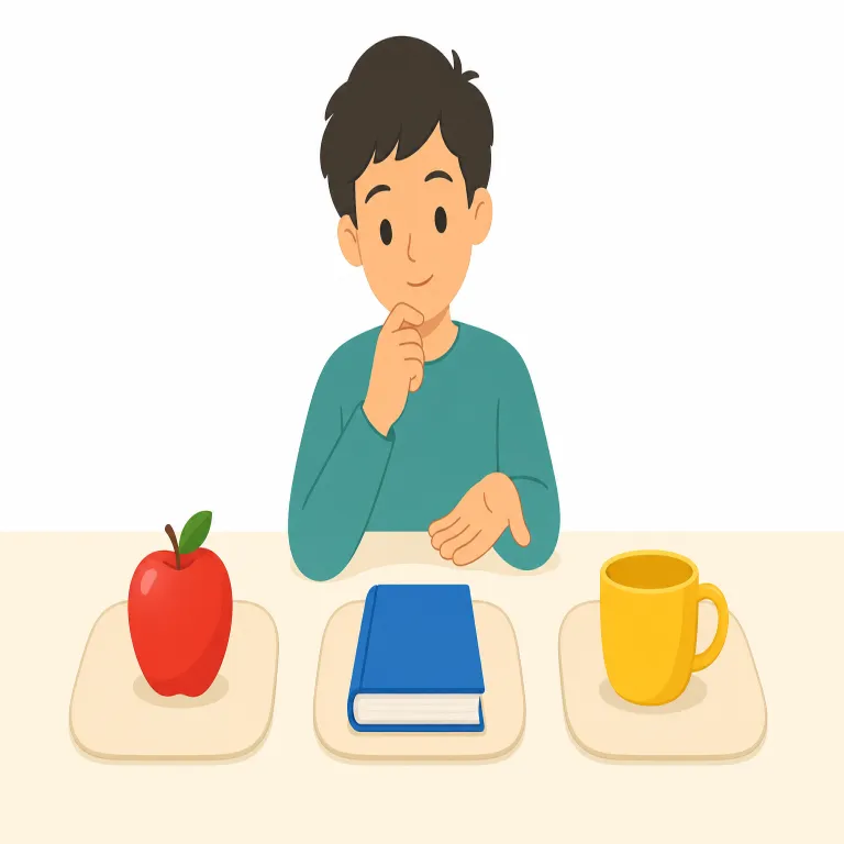 option（選択肢・名詞）の覚え方イラスト — option を「選択肢」として覚える時は、目の前に並んだ候補の一つを思い浮かべると定着します
