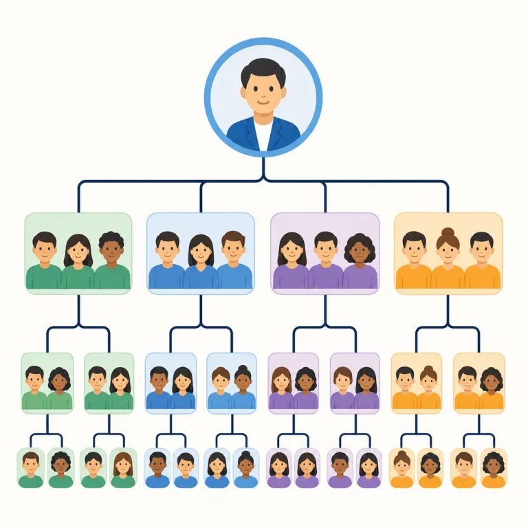 organizational（組織の・形容詞）の覚え方イラスト — organization「組織」に形容詞を作る -al が付いた語と考えると覚えやすい