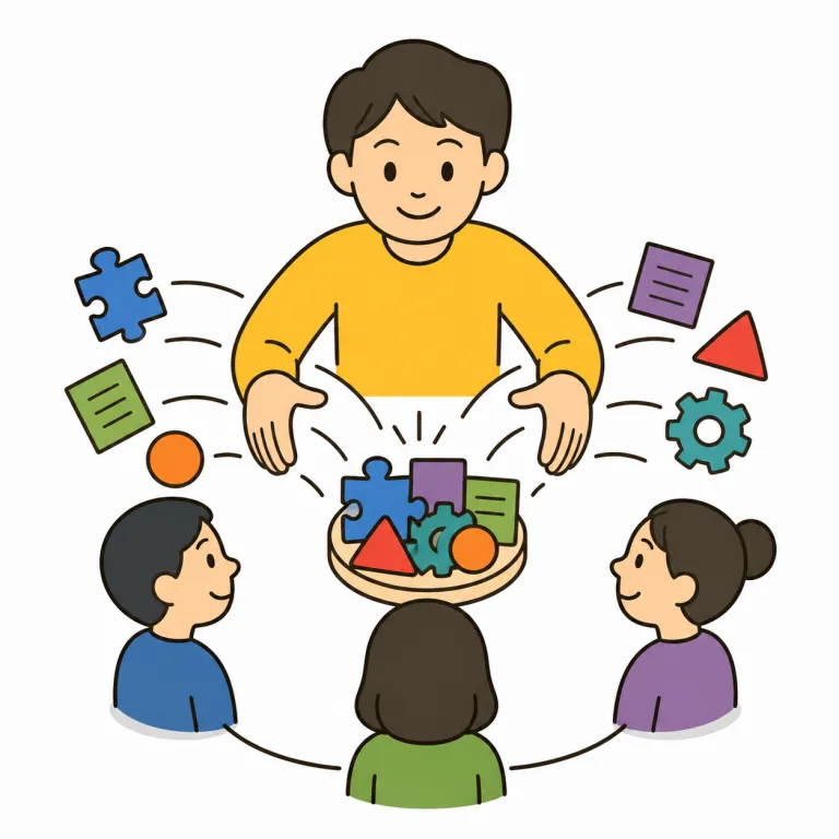 organizer（まとめ役・noun）の覚え方イラスト