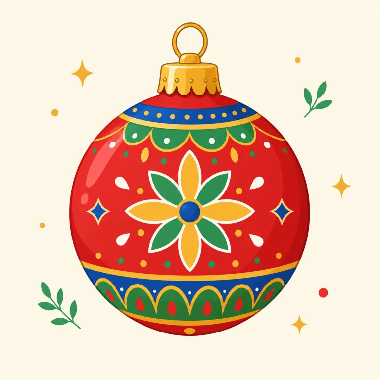 ornament（飾り・名詞）の覚え方イラスト — クリスマスツリーに一つずつ掛ける丸い飾りを思い浮かべると、ornament の名詞用法はつかみやすいです