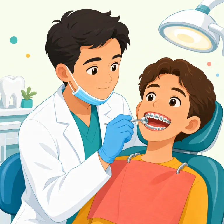 orthodontist（歯科矯正医・名詞）の覚え方イラスト — まず dentist を核に置くと覚えやすい語です
