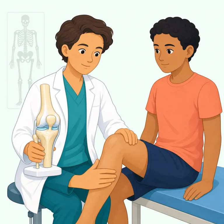 orthopedist（整形外科医・名詞）の覚え方イラスト — ortho- は orthodontist（歯列矯正医）などで見かける「ゆがみを整える・まっすぐにする」系の形として覚えると残りやすいです