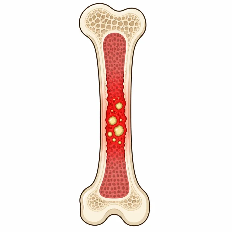 osteomyelitis（骨髄炎・noun）の覚え方イラスト