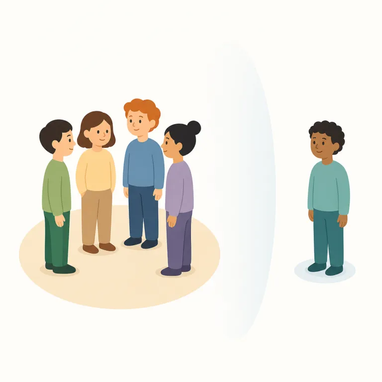 othering（他者化・名詞）の覚え方イラスト — other を each other / the other の「もう一方・自分たちではない側」から思い出すと定着しやすいです