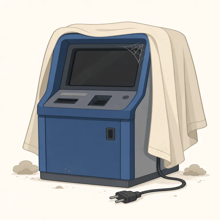 out of use（使用中止・イディオム）の覚え方イラスト — out of use は「使用の場から外されている」と具体的に考えると覚えやすいです