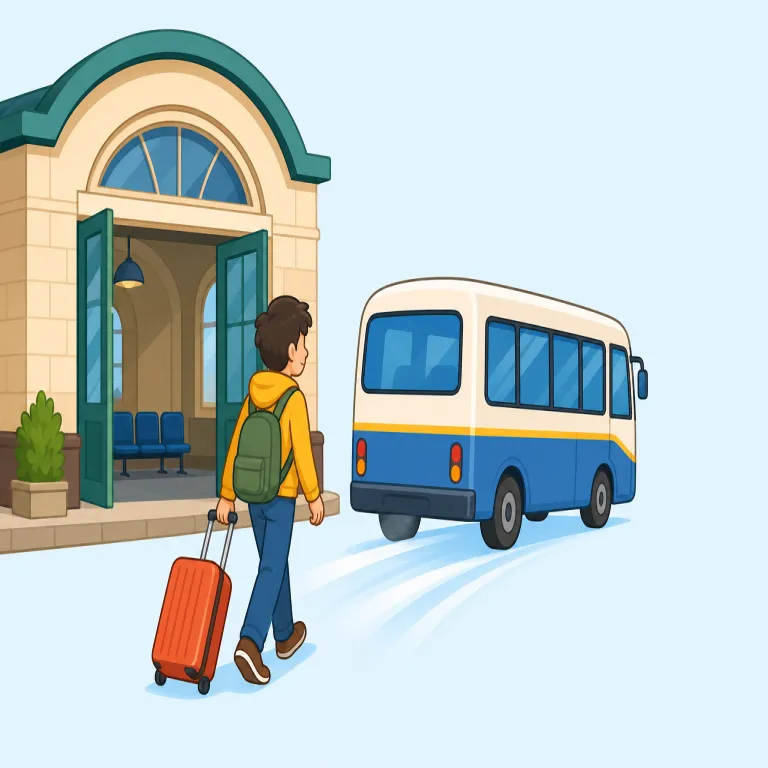outbound（外へ向かう・形容詞）の覚え方イラスト — out は「外へ」です