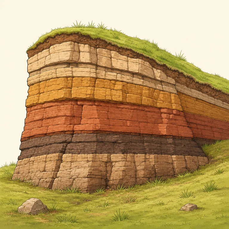 outcrop（露出した岩盤・名詞）の覚え方イラスト