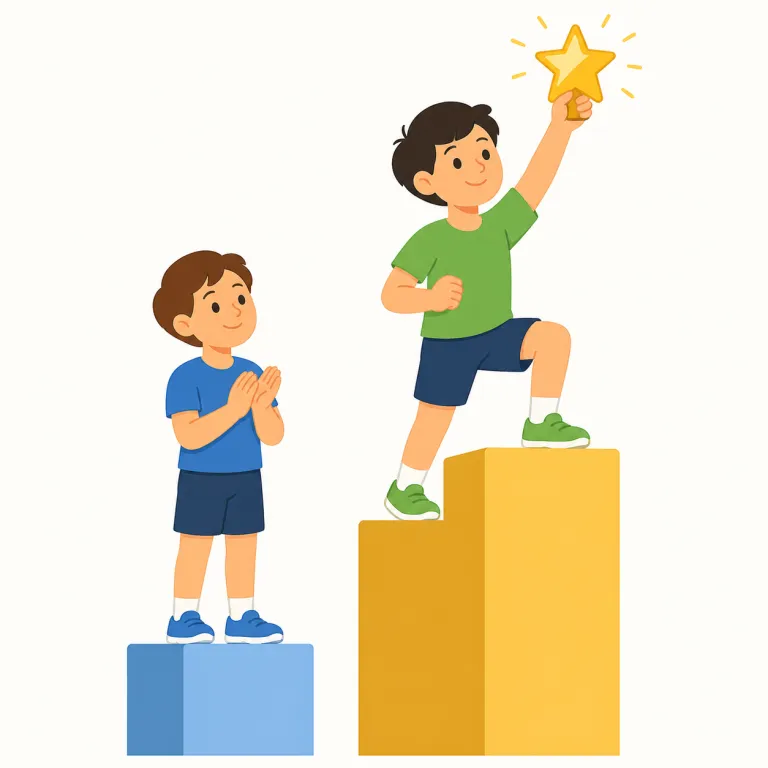 outdo（上回る・動詞）の覚え方イラスト — outdo は do に out- が付いて、「何かをする」だけでなく「相手より上までやって勝つ」と覚えると残りやすい語です