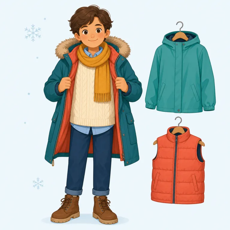 outerwear（アウターウェア・名詞）の覚え方イラスト — outerwear は outer「外側の」+ wear「身につけるもの」で、そのまま『いちばん外に着る服』と分解すると覚えやすいです