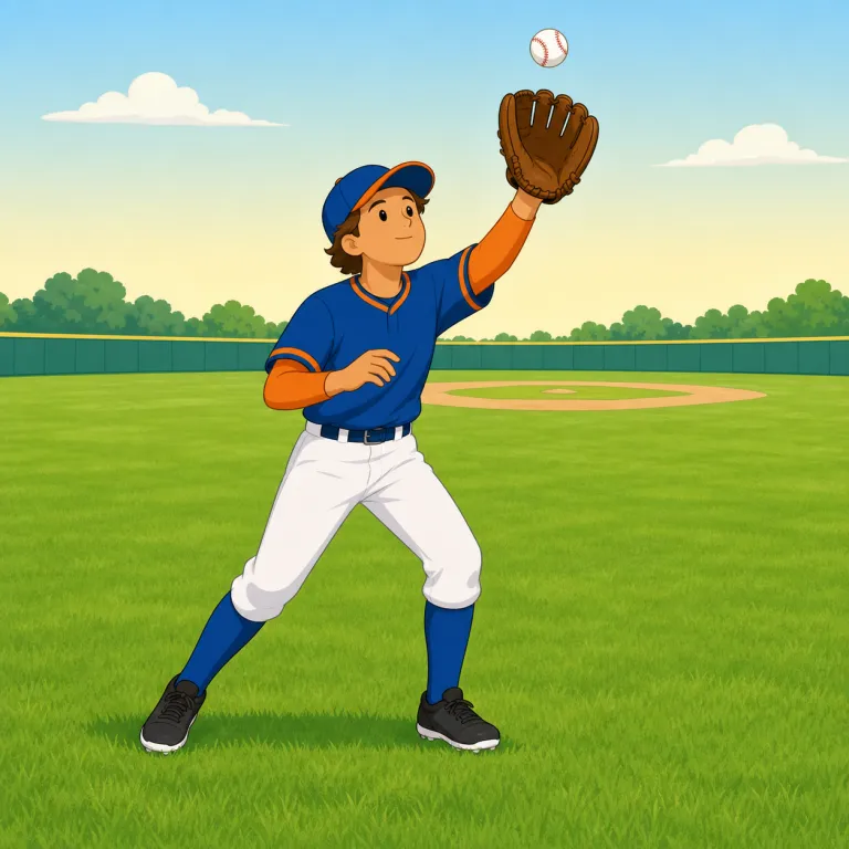 outfielder（外野手・名詞）の覚え方イラスト — まず field=競技場・守るエリア、-er=人 を押さえると、outfielder は「outfield を守る人」