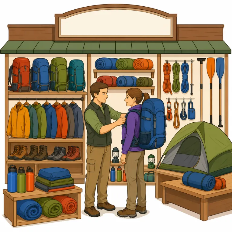 outfitters（装備品店・名詞）の覚え方イラスト — まず outfit を一語で覚えるのが近道です