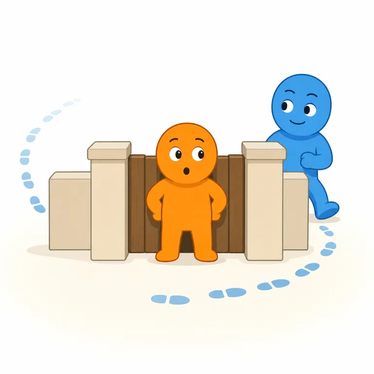 outflank（側面から攻める・動詞）の覚え方イラスト — flank は「側面」なので、outflank は文字通りには「相手の側面の外側へ回り込む」と考えると覚えやすい語です