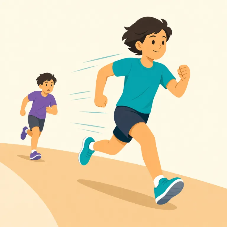 outpaced（上回った・動詞）の覚え方イラスト — この「上回った」は、同じ outpaced の「追い越した」という物理的な基本義とは別に、成長率・需要・売上・技術進歩などが他の数値や相手より速く伸びた、という比較で使う意味