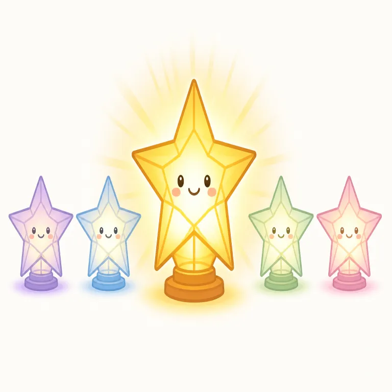 outshines（勝る・動詞）の覚え方イラスト — このエントリの `outshines` は、光の強さを比べる基本義「より明るく輝く」とは別に、才能・魅力・成果などが他より目立って優れているという意味で覚えます