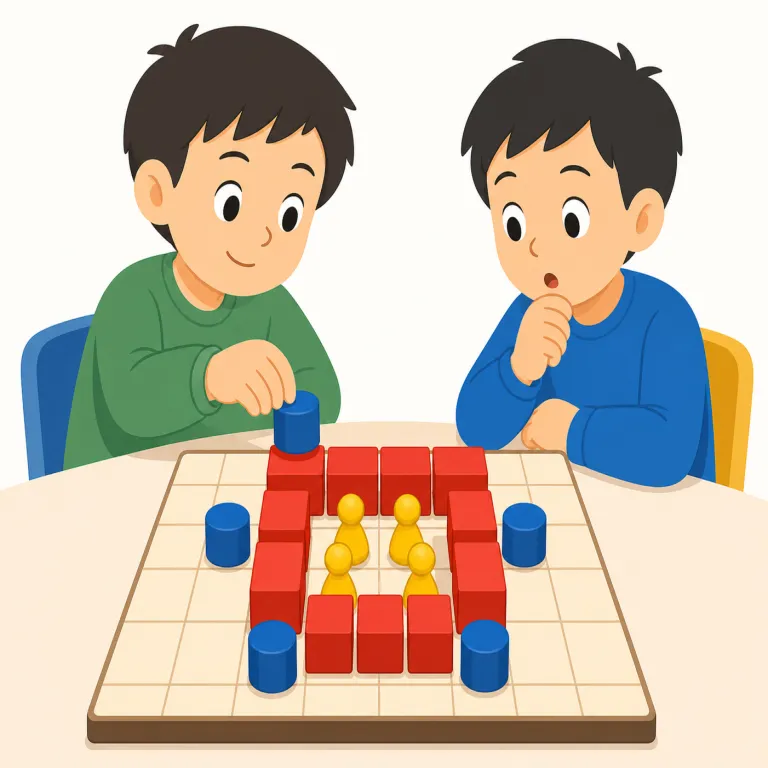 outsmarting（出し抜く・動詞）の覚え方イラスト — smart を「頭が切れる」で知っていれば、outsmart は out-「〜より上回って」＋ smart で「相手より賢く立ち回る」と取れる