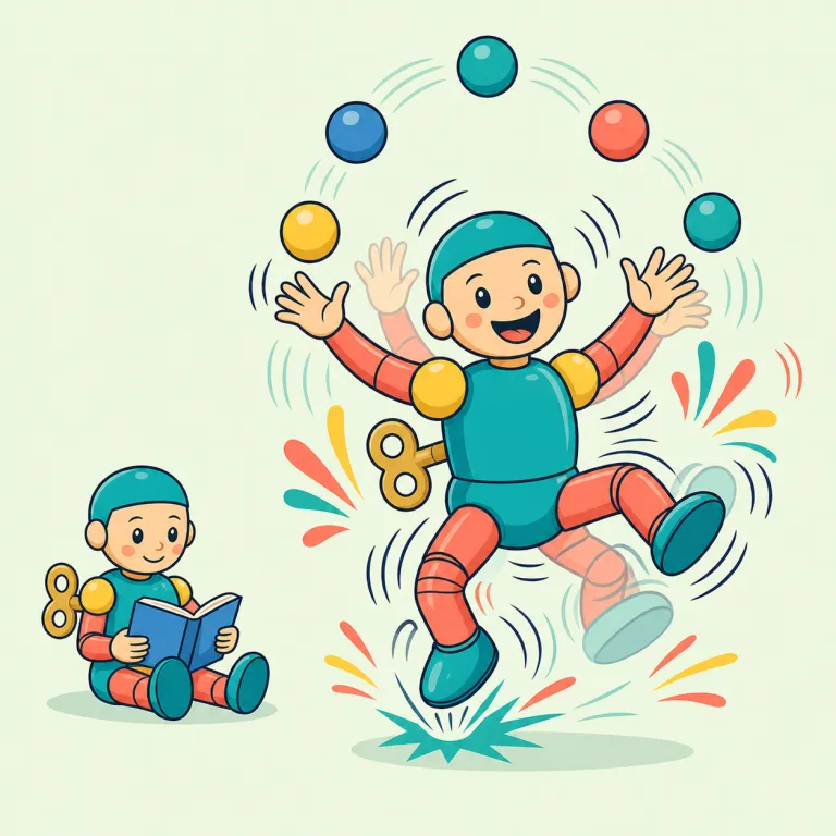 overactive（過活動の、活動が過剰な・形容詞）の覚え方イラスト — active「活動的な」に、やりすぎを表す over- が付いた形と見ると覚えやすいです