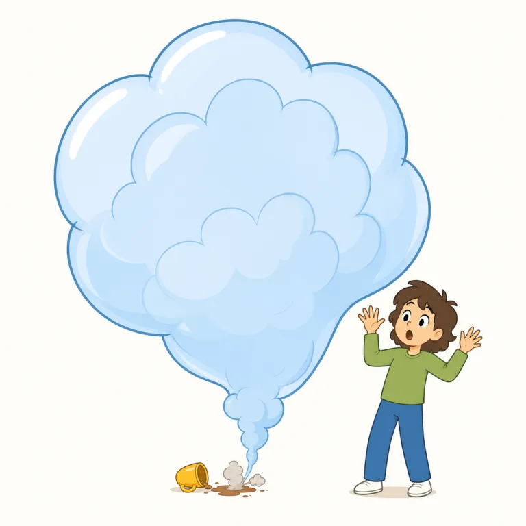 overblown（大げさな・形容詞）の覚え方イラスト — まず `over-` を「やりすぎ・過剰」と覚えると入りやすいです