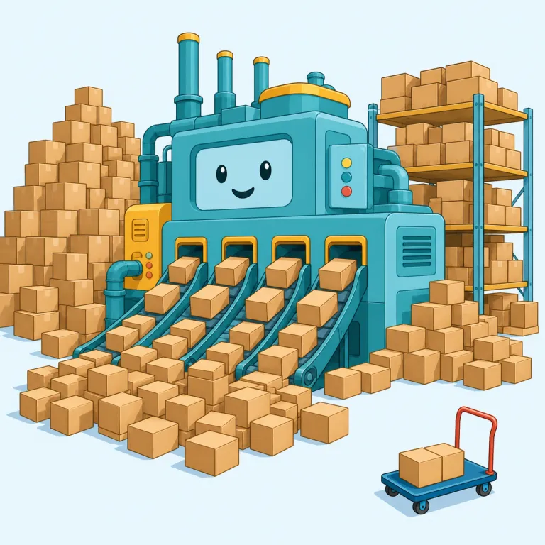 overcapacity（過剰生産能力・名詞）の覚え方イラスト — capacity を「生産できる量・処理できる量」と知っていれば、overcapacity は over が付いて「必要量を超えた生産能力」と読めます