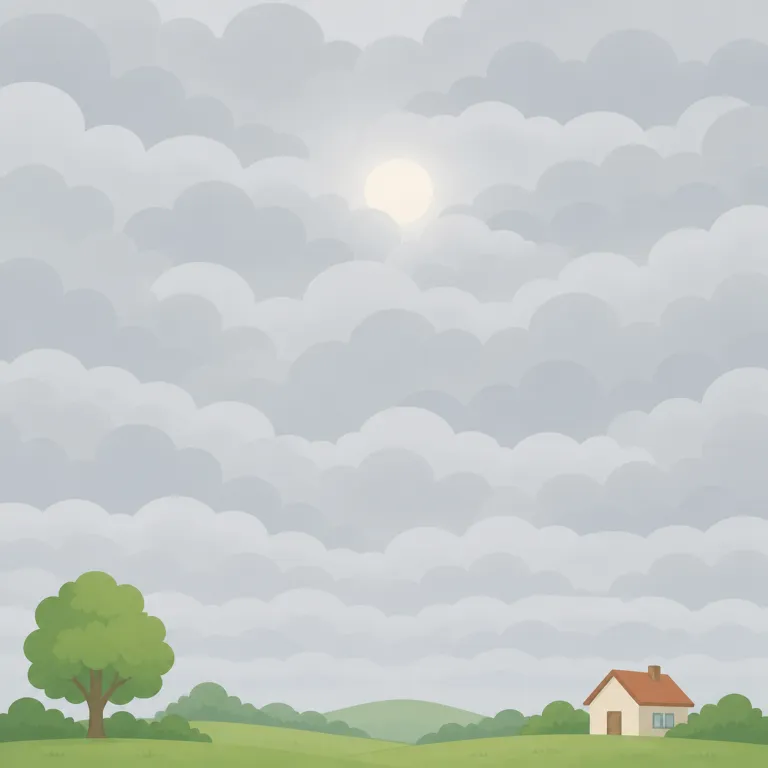 overcast（曇り・形容詞）の覚え方イラスト — まず weather forecast でよく見る形として覚えると残りやすい語です