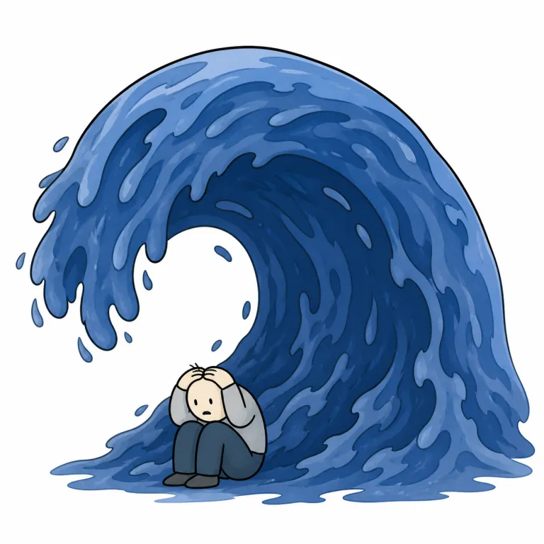 overcome（圧倒される・verb）の覚え方イラスト