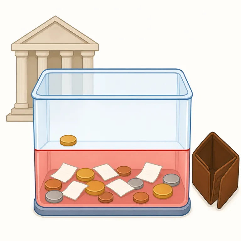 overdrafts（当座貸越・名詞）の覚え方イラスト — このエントリでは overdrafts を、単なる借越額ではなく、銀行が口座残高を超える支払いを一定範囲で認める当座貸越という金融上の仕組みとして覚えます