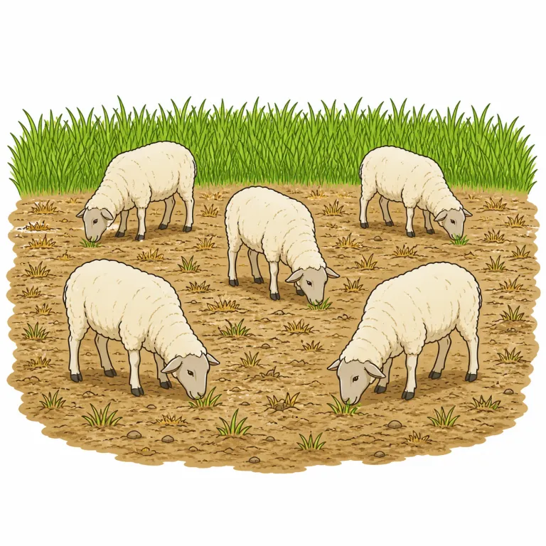 overgrazing（過放牧・noun）の覚え方イラスト