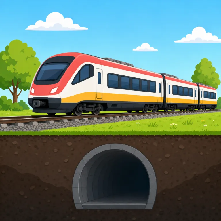 overground（地上の・形容詞）の覚え方イラスト — over「上に」+ ground「地面」で、地面より上側に出ているイメージです