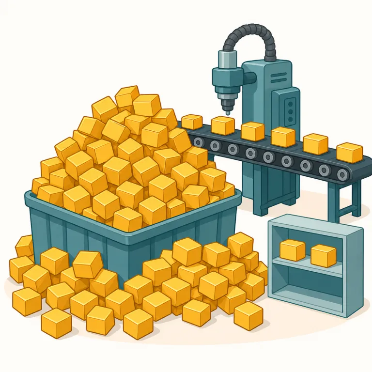 overproduction（過剰生産・名詞）の覚え方イラスト — まず production を「生産」として押さえ、produce（作り出す）や product（製品）と同じ語群だとまとめて覚える