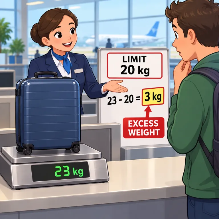 overweight（超過重量・noun）の覚え方イラスト
