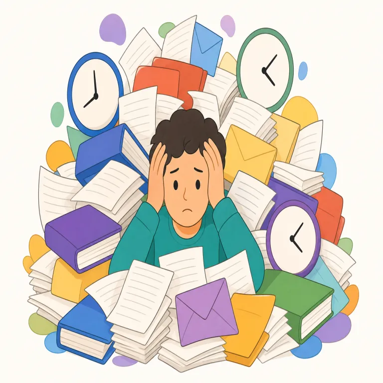 overwhelm（圧倒する・動詞）の覚え方イラスト — このエントリの overwhelm は、相手や状況を力・数・勢いで押さえ込み、抵抗や比較の余地がないほど「圧倒する」意味に注目します