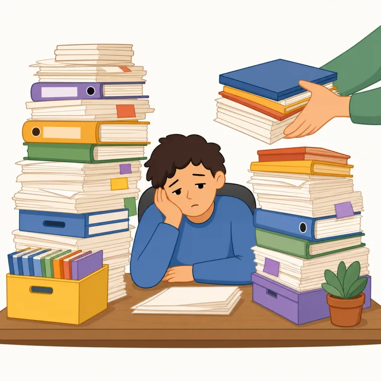 overwork（働かせすぎる・verb）の覚え方イラスト