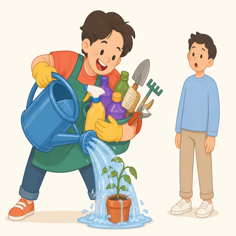 overzealous（過度に熱心な・形容詞）の覚え方イラスト — over- が付くと「行きすぎ」