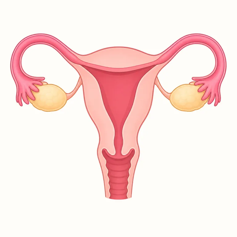 oviduct（卵管・名詞）の覚え方イラスト — まず ov- を ovary（卵巣）, ovum（卵）と結びつけると「卵に関係する語」と分かります
