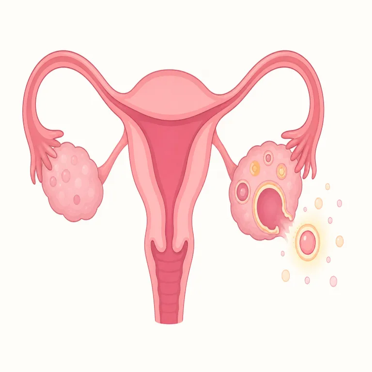ovulating（排卵中・動詞）の覚え方イラスト — まず形で覚えると定着しやすいです
