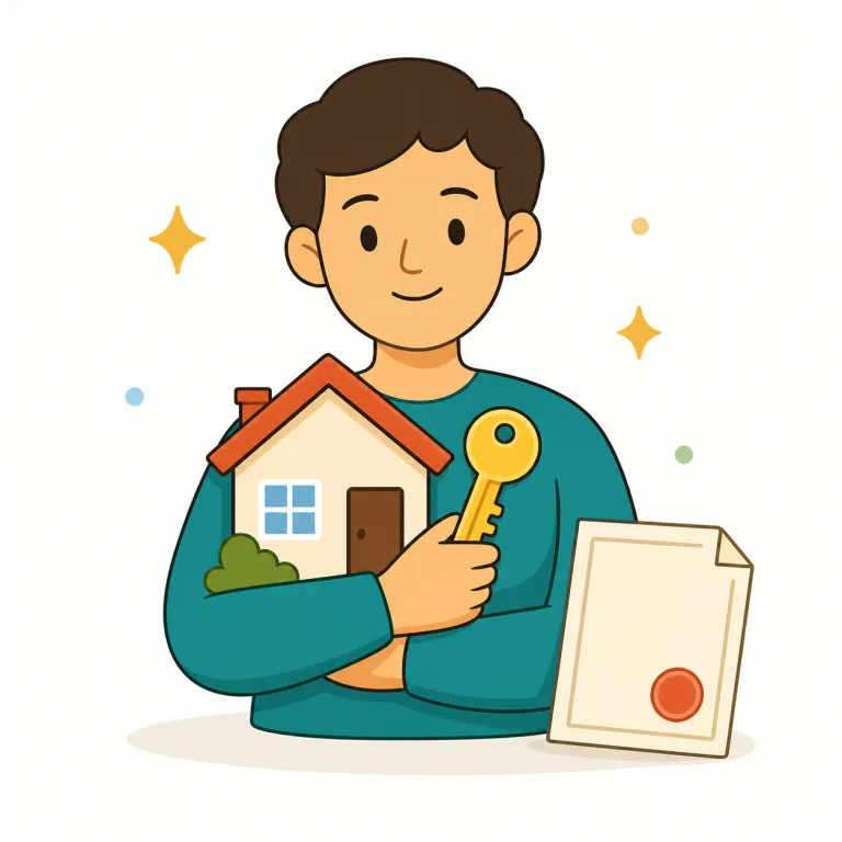 ownership（所有権・名詞）の覚え方イラスト — own→owner→ownership と階段で覚えると定着しやすいです