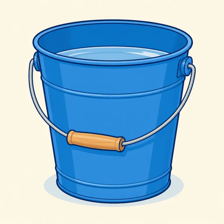 pail（バケツ・名詞）の覚え方イラスト — pail は handle（取っ手）の付いた容器を指し、a pail of water（水を一杯入れたバケツ）、milk pail（牛乳用バケツ）、sand pail（砂遊び用バケツ）などが典型