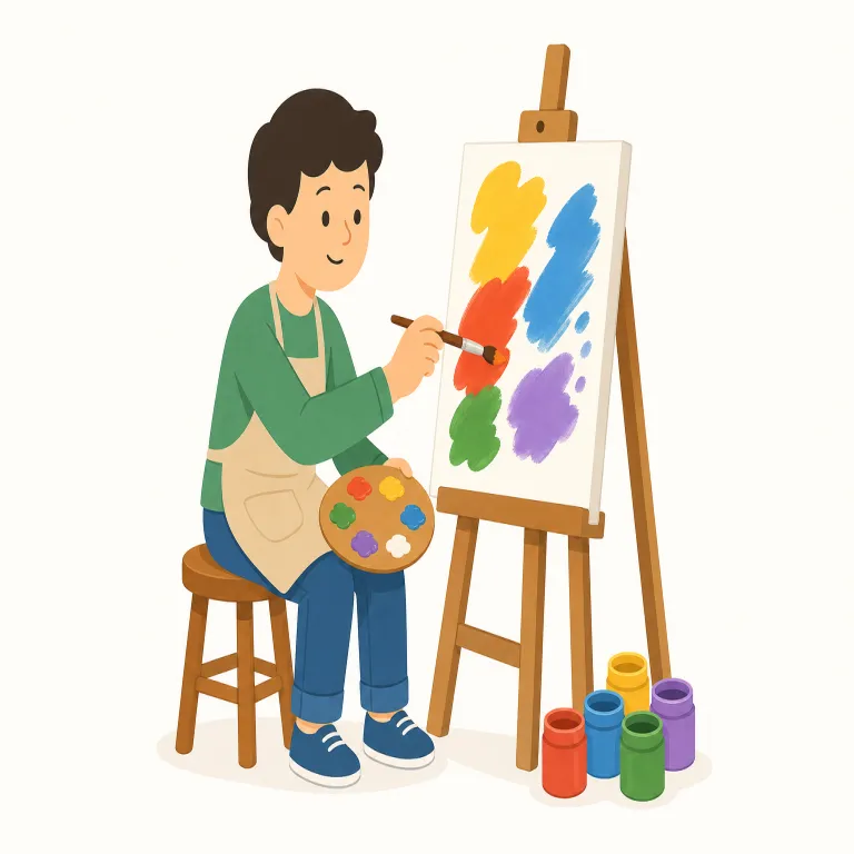 painting（絵画・名詞）の覚え方イラスト — この entry の painting は「絵を描くこと」ではなく、描かれて完成した一枚の作品を指す意味です