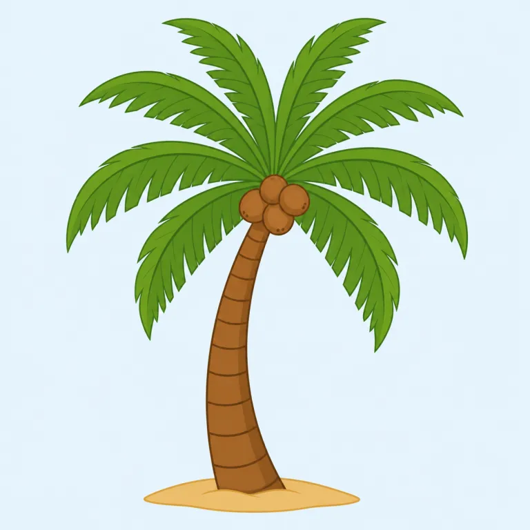 palm（手のひら・名詞）の覚え方イラスト — palm はまず palm tree という形で覚えると定着しやすいです