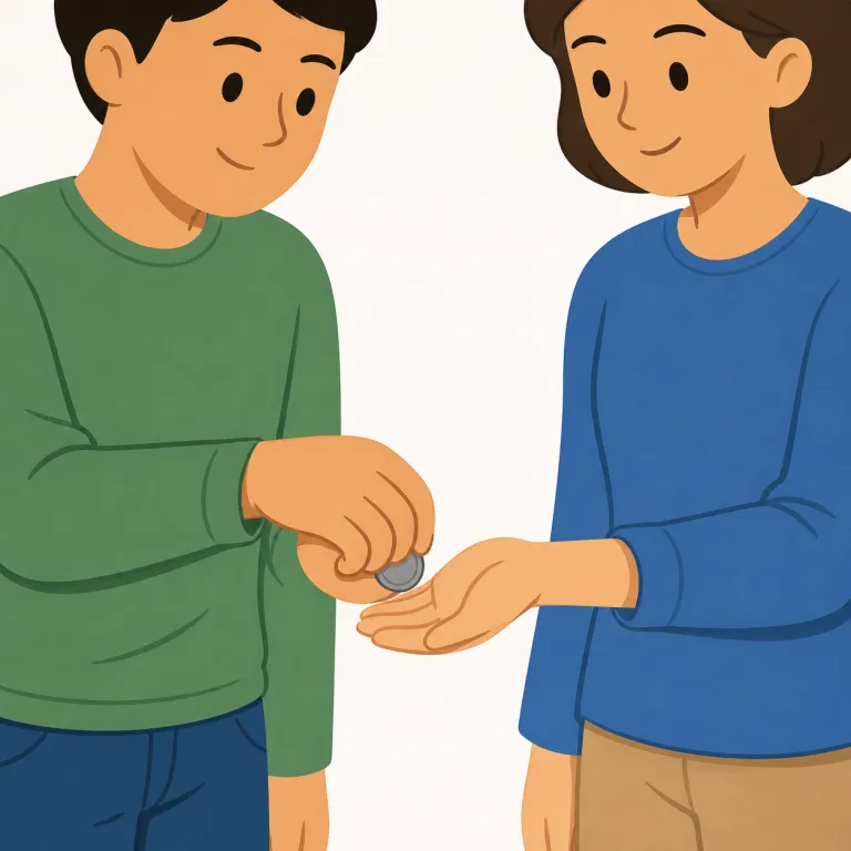 palmed（手に隠す・動詞）の覚え方イラスト — palmed は palm「手のひら」から、「小さな物を手のひらに隠した」と考えると覚えやすい語です