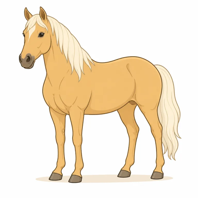 palomino（淡黄褐色の馬・noun）の覚え方イラスト