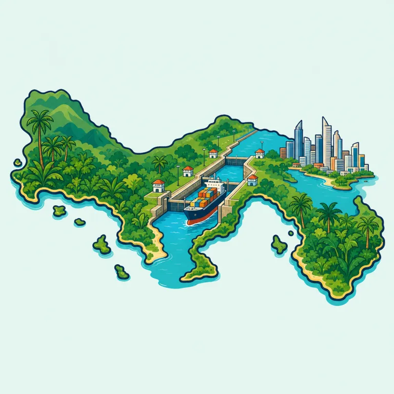 panamanian（パナマの・形容詞）の覚え方イラスト — まず Panama という国名が見え、その後ろに「〜の人・〜の」「〜出身の」を作る -ian が付いた形だと押さえると覚えやすいです