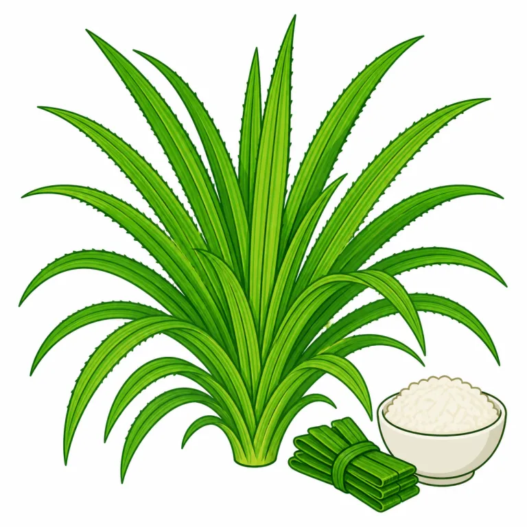 pandan（パンダン（東南アジアの香りづけに使う植物）・noun）の覚え方イラスト