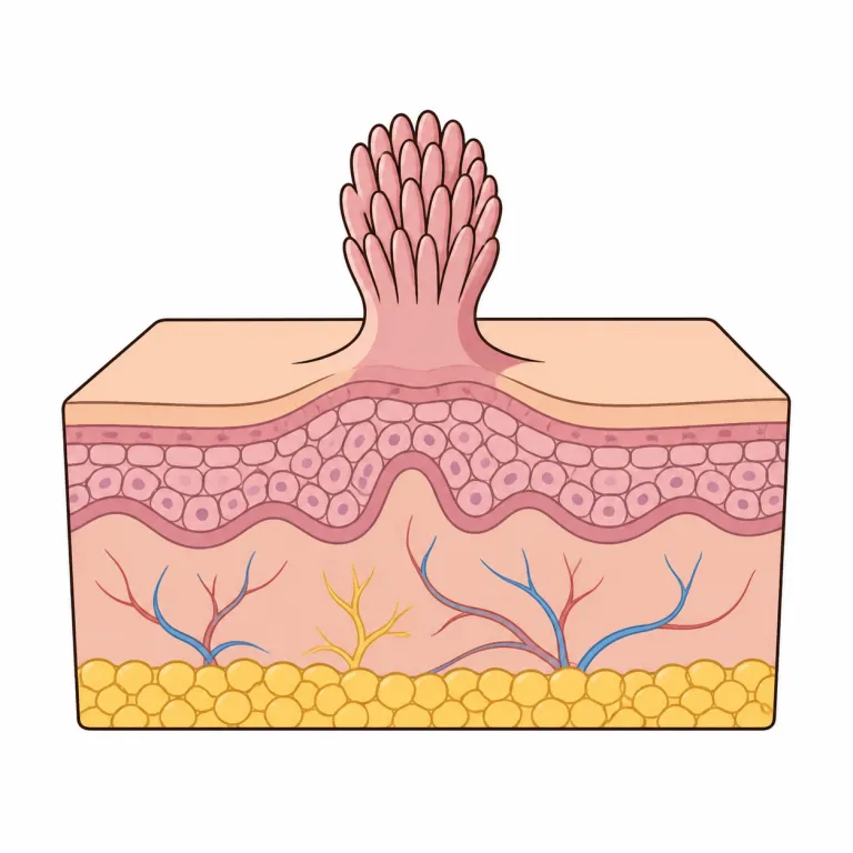 papilloma（乳頭腫・noun）の覚え方イラスト
