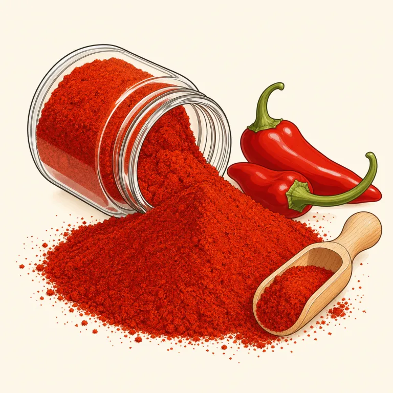 paprika（パプリカ粉（赤いトウガラシ類の粉末香辛料）・名詞）の覚え方イラスト — 料理英語で覚えると定着しやすい語です