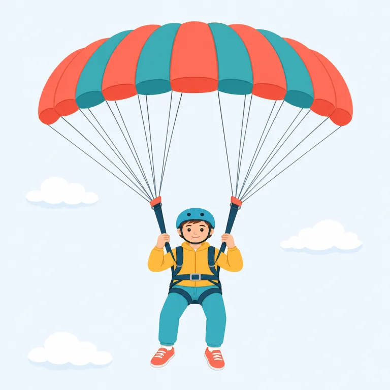 parachuting（パラシュート降下・名詞）の覚え方イラスト — まず parachute を確実に押さえると覚えやすいです