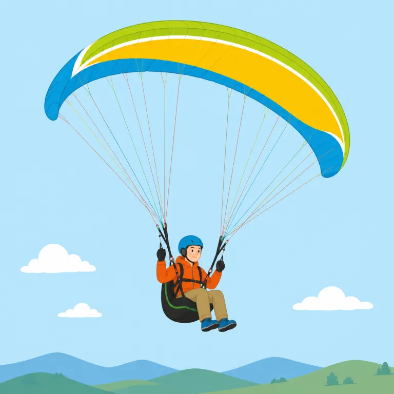 paragliding（パラグライディング・noun）の覚え方イラスト